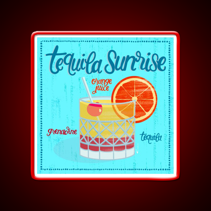 Tequila Sunrise Party Drink Tequila Led Neon Sign Wall Light Rgb Color
