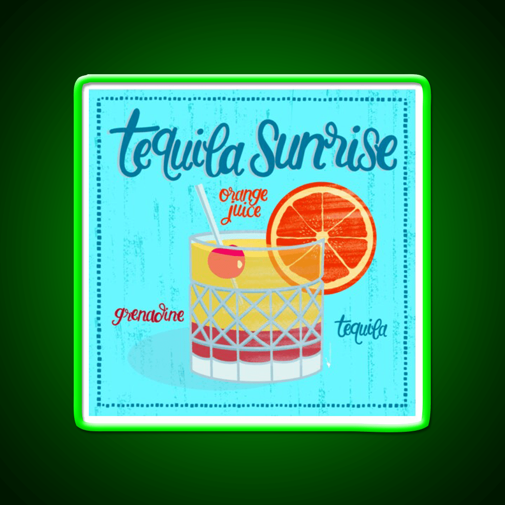 Tequila Sunrise Party Drink Tequila Led Neon Sign Wall Light Rgb Color - Shineneon