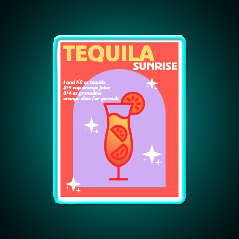 Tequila Sunrise Party Drink Tequila Led Neon Sign Wall Neon Sign Rgb Color