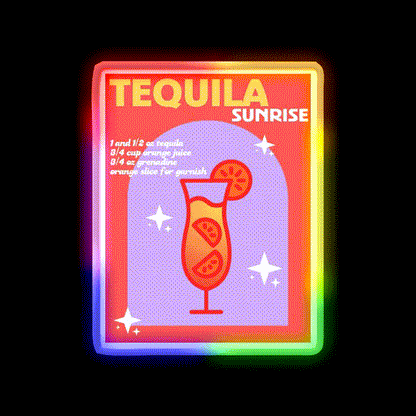 Tequila Sunrise Party Drink Tequila Led Neon Sign Wall Neon Sign Rgb Color - LED neon sign close-up detail