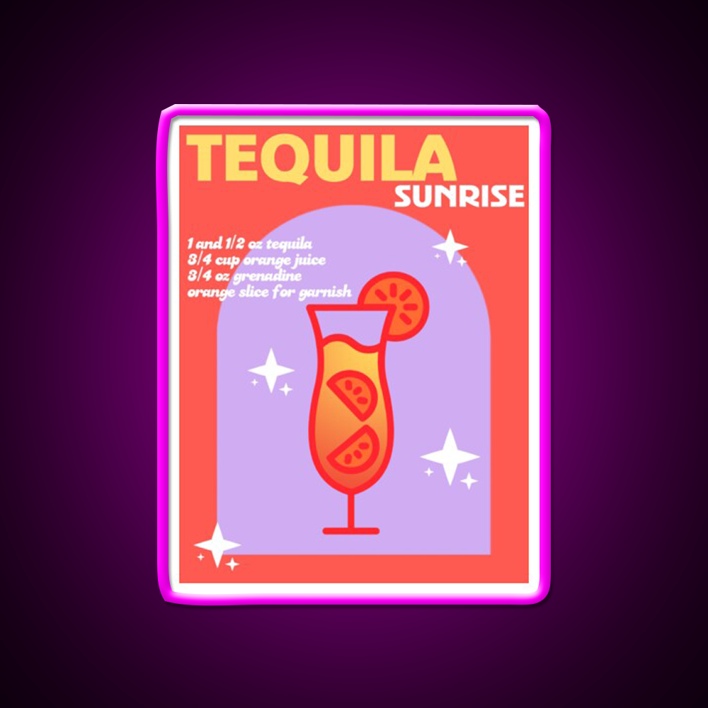 Tequila Sunrise Party Drink Tequila Led Neon Sign Wall Neon Sign Rgb Color