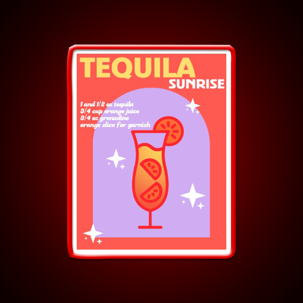 Tequila Sunrise Party Drink Tequila Led Neon Sign Wall Neon Sign Rgb Color - Shineneon