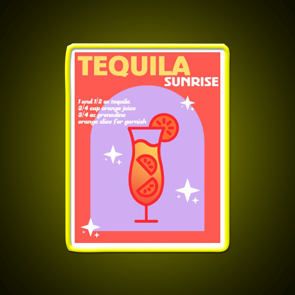Tequila Sunrise Party Drink Tequila Led Neon Sign Wall Neon Sign Rgb Color - Shineneon