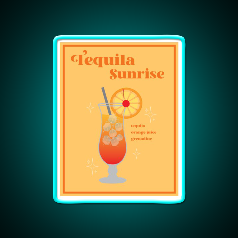Tequila Sunrise Wall Print Party Drink Tequila Led Neon Sign Rgb Color