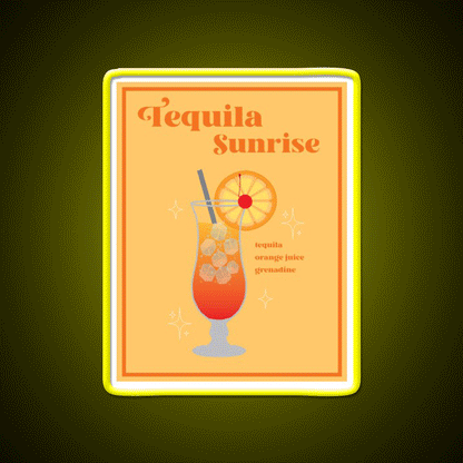 Tequila Sunrise Wall Print Party Drink Tequila Led Neon Sign Rgb Color - Custom LED neon sign front view