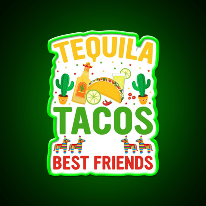 Tequila Tacos And Best Friends Party Drink Tequila Led Neon Sign Rgb Color - Shineneon