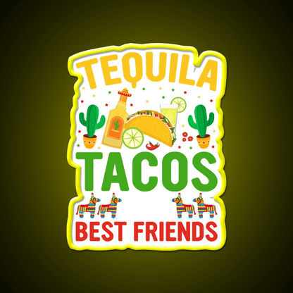 Tequila Tacos And Best Friends Party Drink Tequila Led Neon Sign Rgb Color - Shineneon