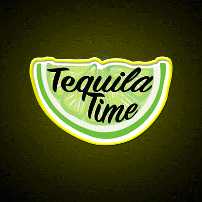 Tequila Time Lime Slice Party Drink Tequila Led Neon Sign Rgb Color - Custom LED neon sign front view