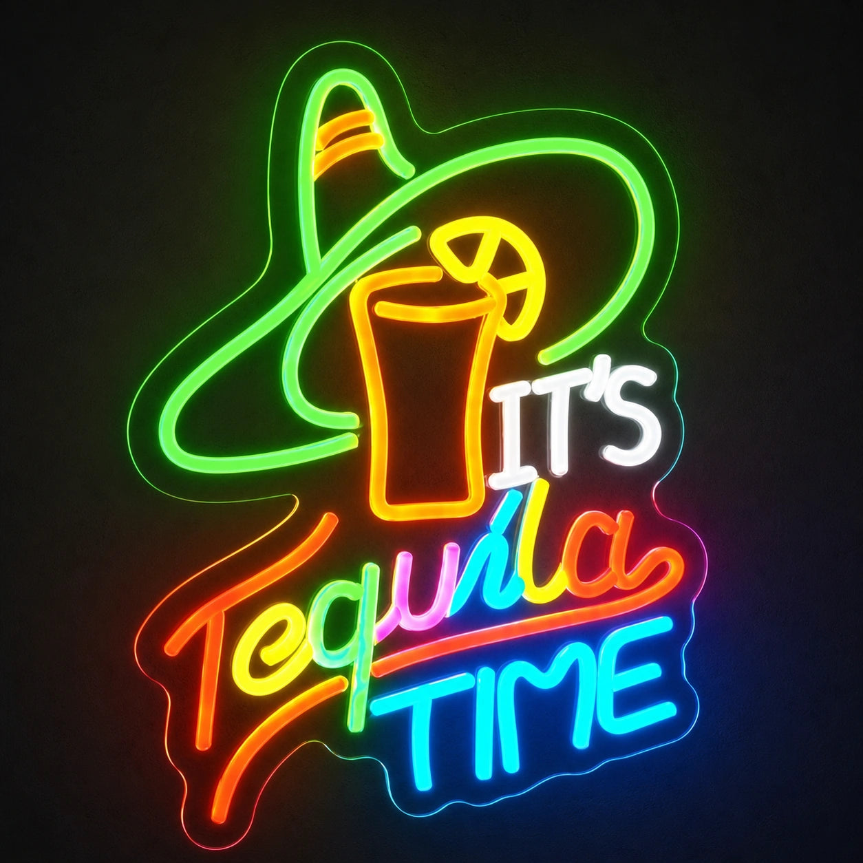 Tequila Time Straw Hat LED Neon Sign main product image