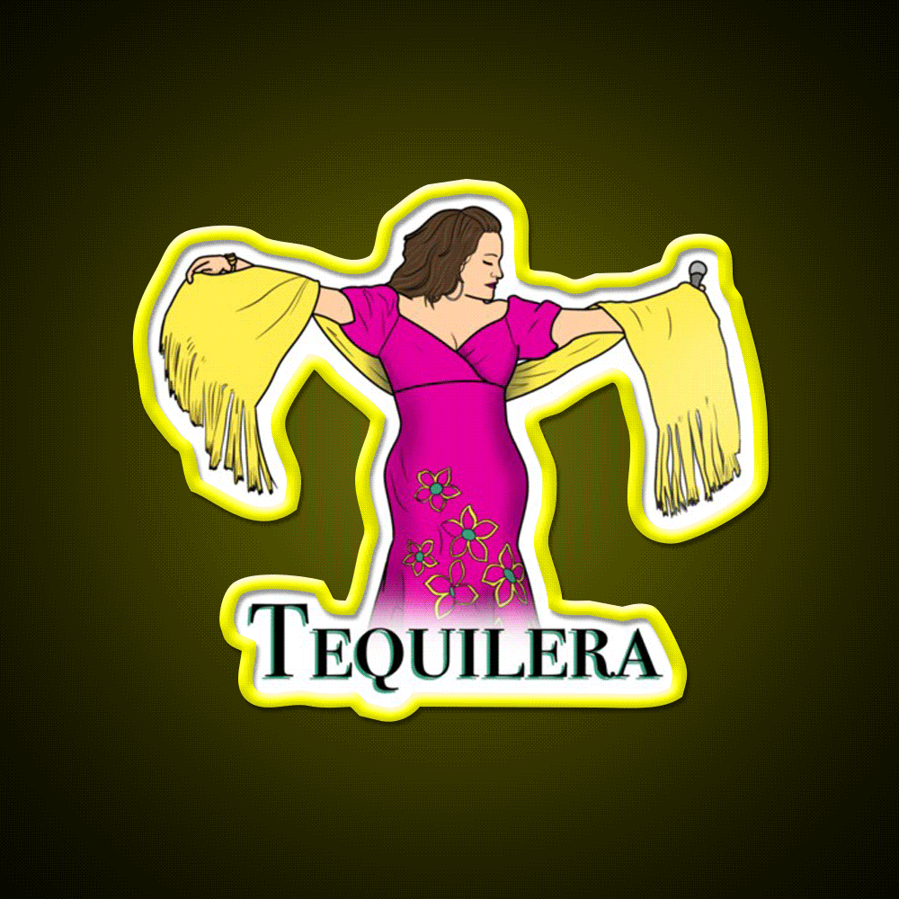 Tequilera Party Drink Tequila Led Neon Sign Rgb Color - Custom LED neon sign front view