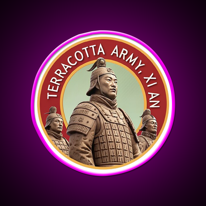 Terracotta Army Asian Cultural Led Neon Sign Rgb Color - Neon sign mounted on wall in room