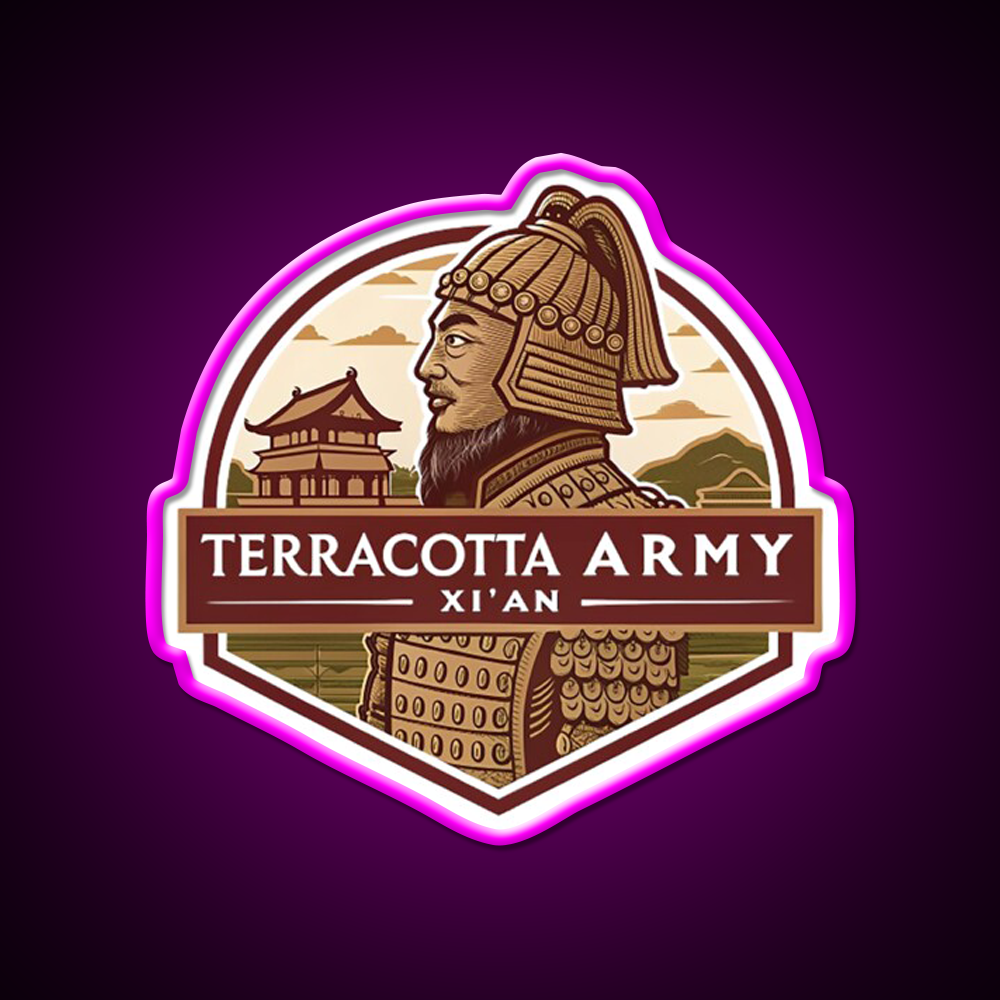 Terracotta Army Asian Cultural Led Neon Sign Wall Art Rgb Color - Neon sign mounted on wall in room