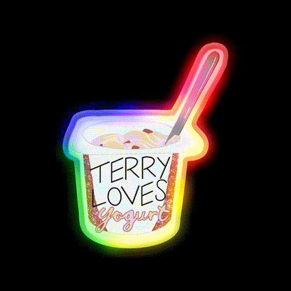 Terry Loves Yogurt Snack Food Led Neon Sign Rgb Color - LED neon sign close-up detail