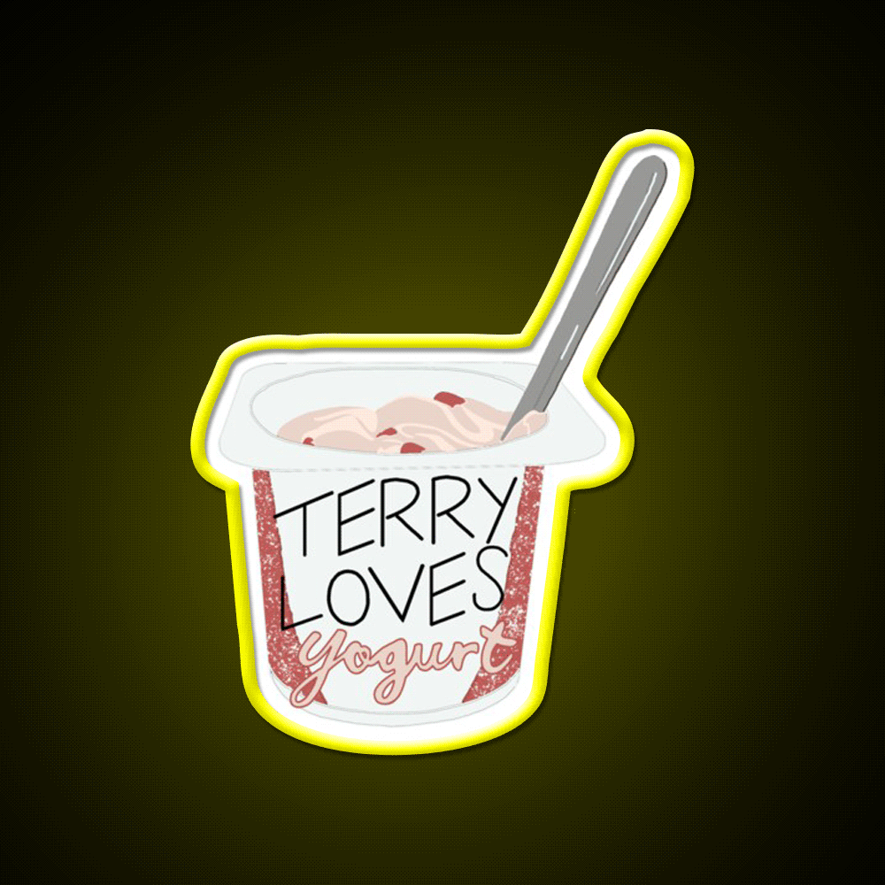 Terry Loves Yogurt Snack Food Led Neon Sign Rgb Color - Custom LED neon sign front view