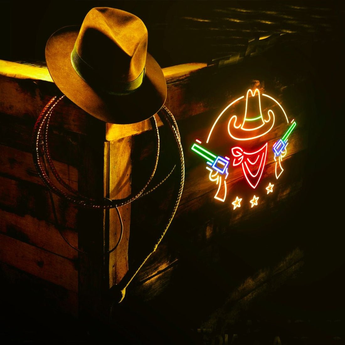 Texan Western Cowboy Hat Gun Led Sign Business Neon Sign - Shineneon