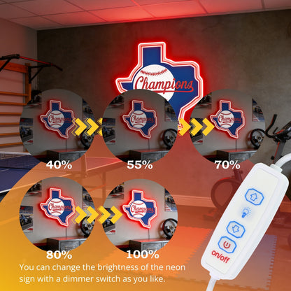 Texas USB LED Neon Signs Longhorn & Garage Baseball Wall Decor