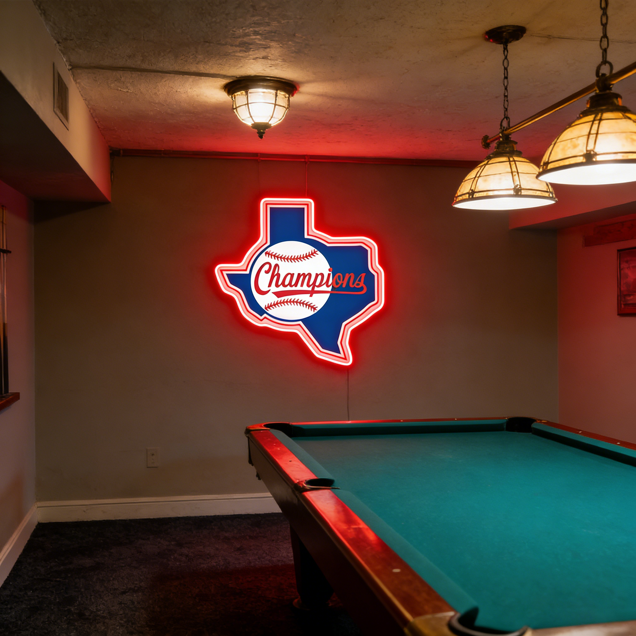 Texas USB LED Neon Signs Longhorn & Garage Baseball Wall Decor