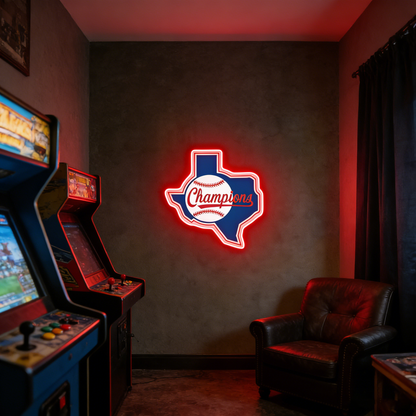 Texas USB LED Neon Signs Longhorn & Garage Baseball Wall Decor