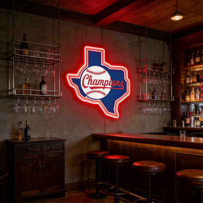 Texas USB LED Neon Signs Longhorn & Garage Baseball Wall Decor