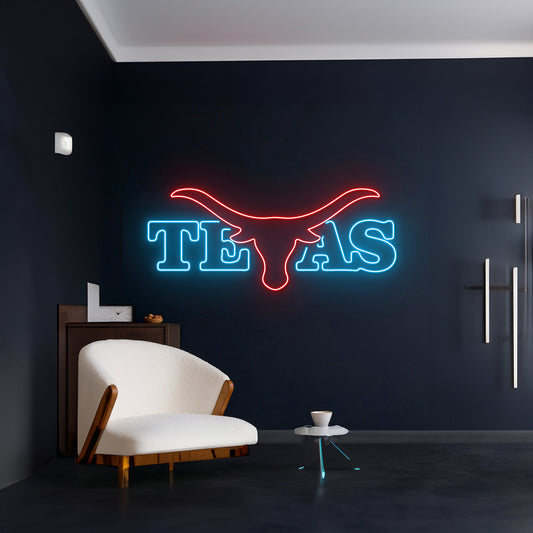 Texas Bull Skull Neon Sign Longhorn Bull Head Led Light