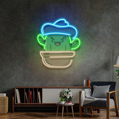 Texas Cactus Blue-Green-Orange Uv Printed Led Neon Sign Indoor Wall Decor | Shineneon