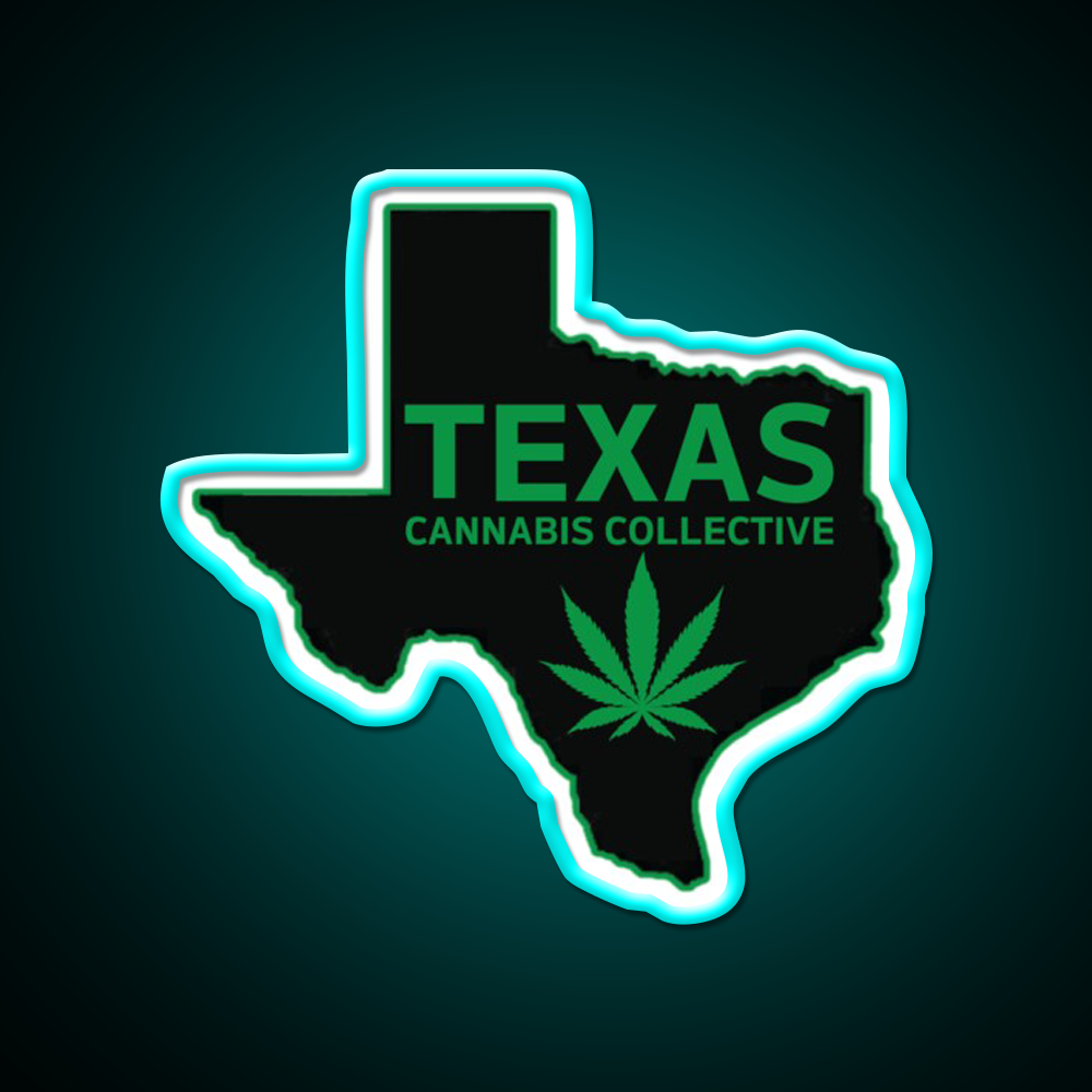 Texas Collective Hemp Inspired Green Leaf Led Neon Sign Rgb Color - Size and dimension reference