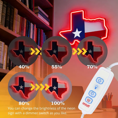 Texas LED USB Neon Signs Iconic Texas Wall Decor for Garages Man Cave - Shineneon