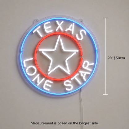 Texas Lone Star Circle Neon Sign LED Neon Sign size image