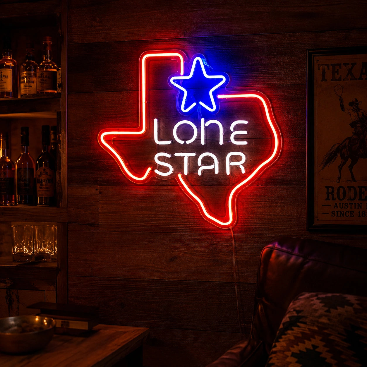 Texas Lone Star Map Neon Sign LED Neon Sign real lifestyle scene