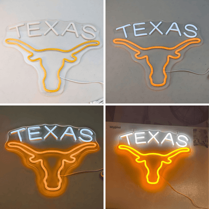 Texas Longhorn USB LED Neon Sign for Bar Game Room & Man Cave Wall Decor - Shineneon
