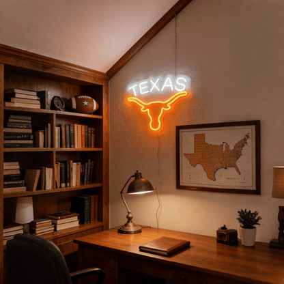Texas Longhorn USB LED Neon Sign for Bar Game Room & Man Cave Wall Decor - Shineneon