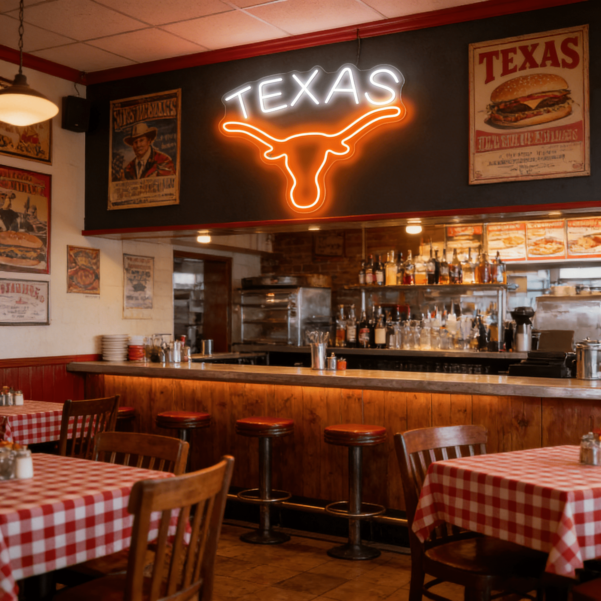 Texas Longhorn USB LED Neon Sign for Bar Game Room & Man Cave Wall Decor - Shineneon