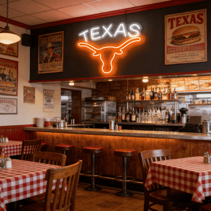 Texas Longhorn USB LED Neon Sign for Bar Game Room & Man Cave Wall Decor - Shineneon