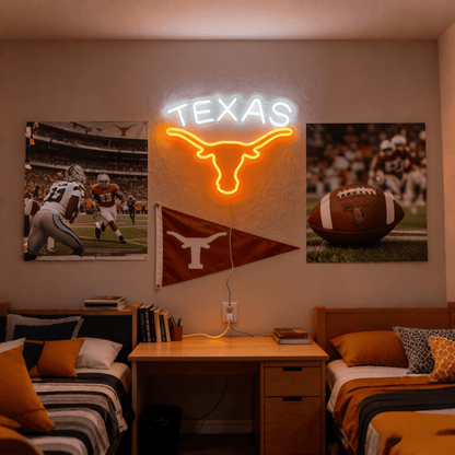 Texas Longhorn USB LED Neon Sign for Bar Game Room & Man Cave Wall Decor - Shineneon