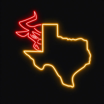 Texas Map Bull Vintage LED Neon Sign - Shineneon