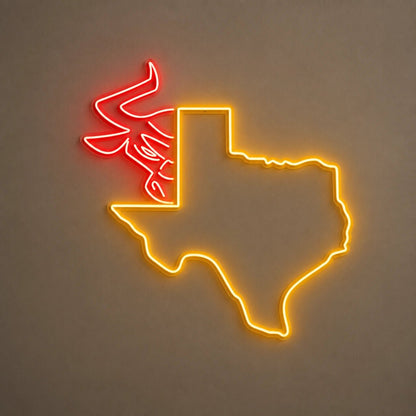 Texas Map Bull Vintage LED Neon Sign - Shineneon