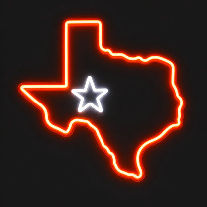 Texas Map Lone Star Vintage LED Neon Sign main product image