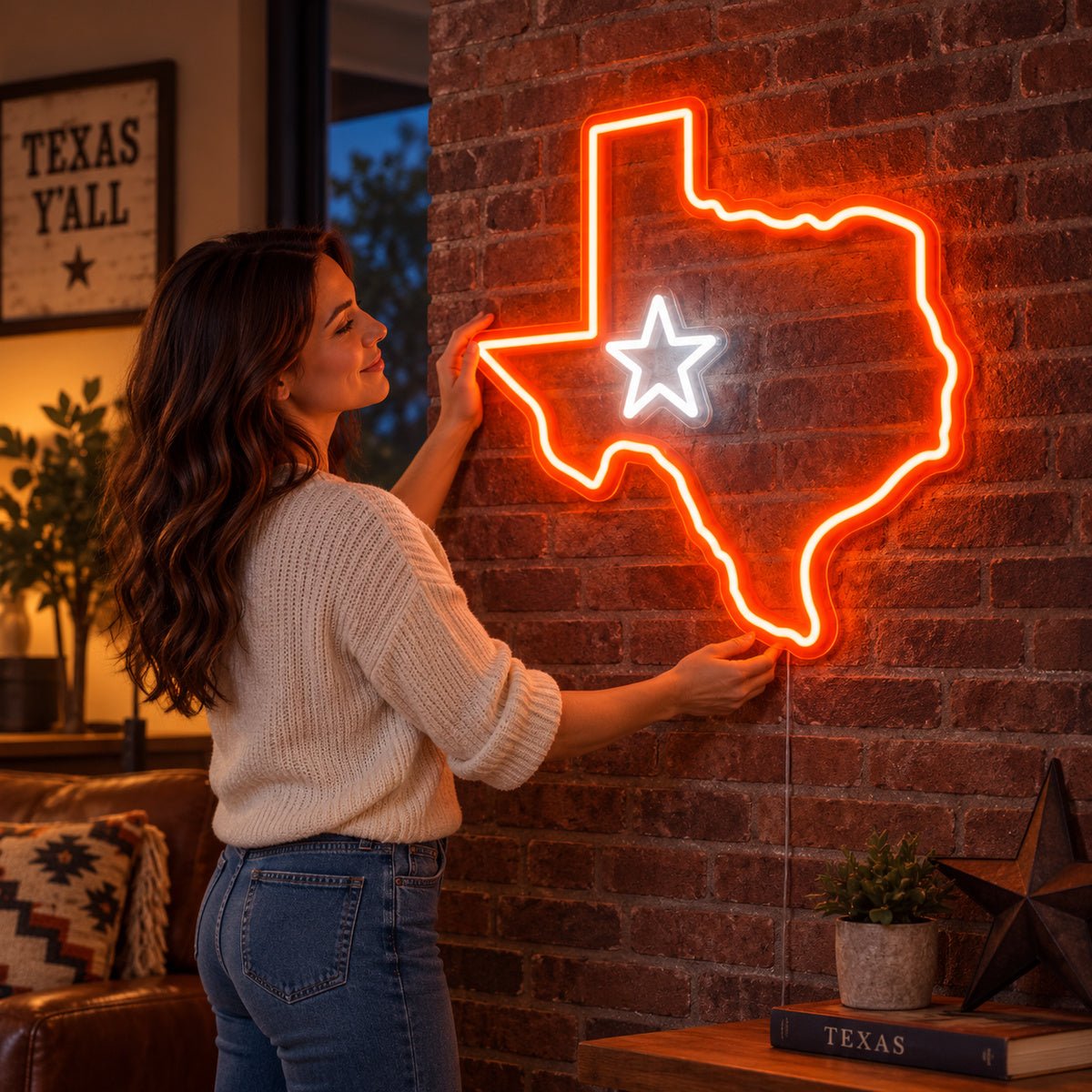 Texas Map Lone Star Vintage LED Neon Sign Garage Neon Sign - Shineneon