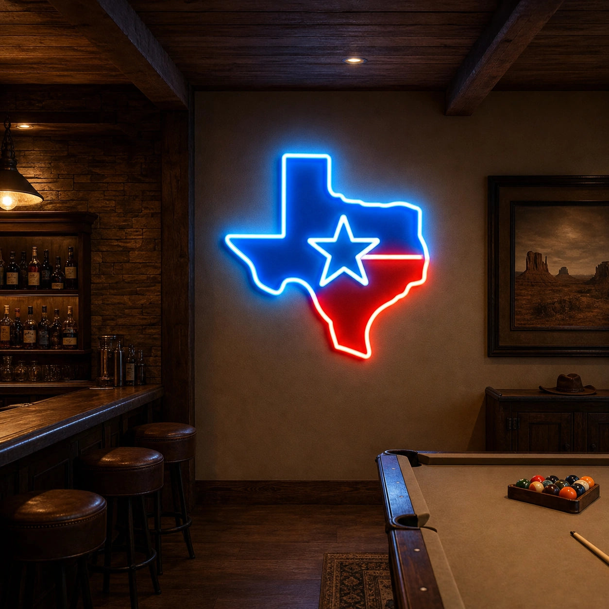 Texas Map Star LED Neon Sign real lifestyle scene