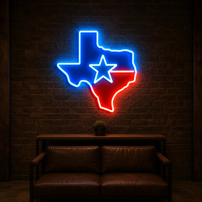 Texas Map Star LED Neon Sign size image