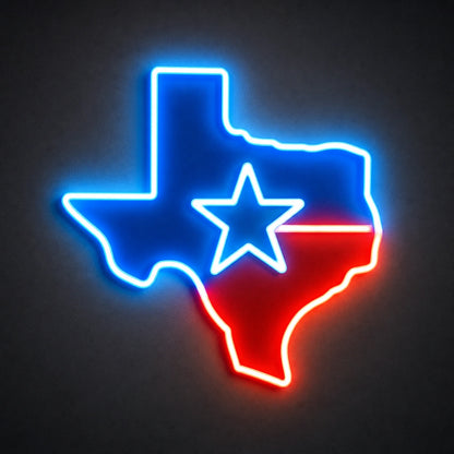 Texas Map Star LED Neon Sign main product image