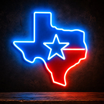 Texas Map Star LED Neon Sign Garage Man Cave Neon Sign high-converting product image