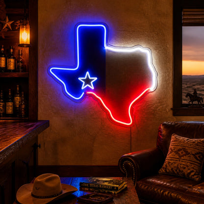 Texas Outline Flag Bands Vintage LED Neon Sign high-converting product image