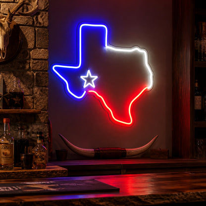 Texas Outline Flag Bands Vintage LED Neon Sign real lifestyle scene