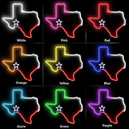 Texas Outline Flag Bands Vintage LED Neon Sign color grid