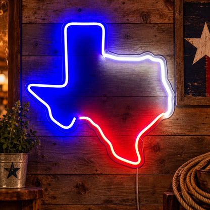 Texas Outline Flag Bands Vintage LED Neon Sign Garage Neon Sign - Shineneon