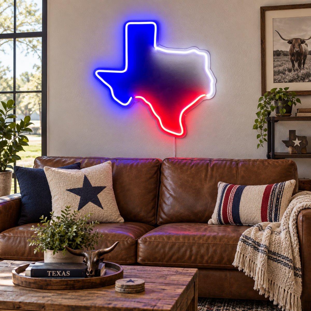 Texas Outline Flag Bands Vintage LED Neon Sign Garage Neon Sign - Shineneon
