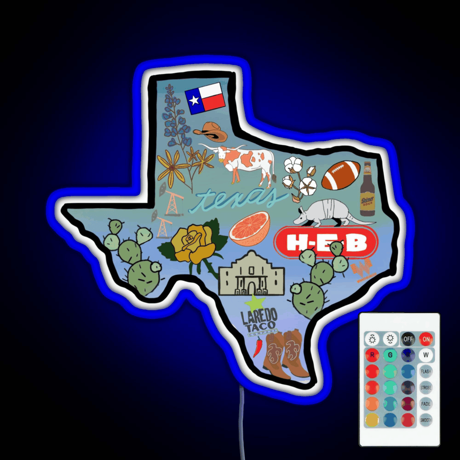 Texas Pride Sticker Rgb Led Neon Sign Pop Wall Art