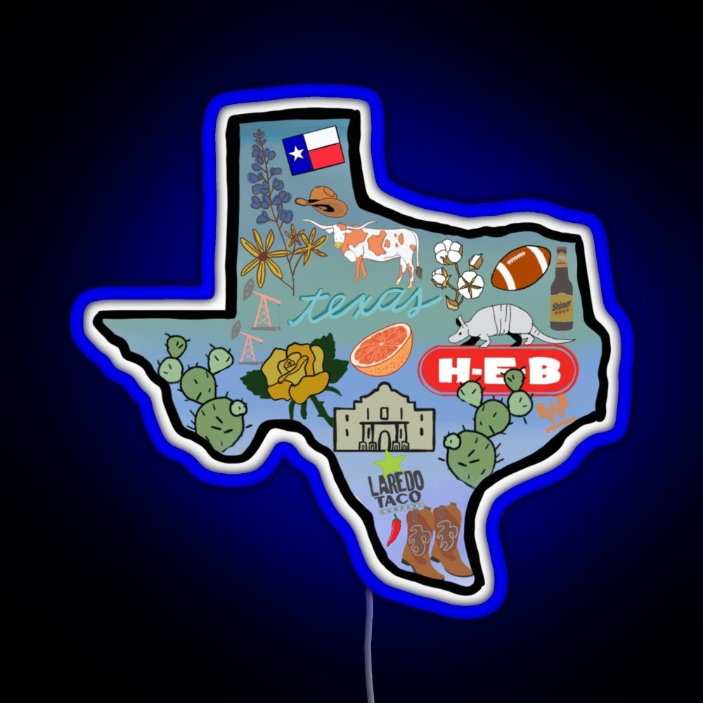 Texas Pride Sticker Rgb Led Neon Sign Pop Wall Art