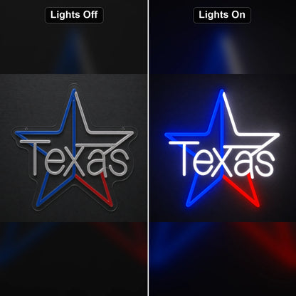 Texas Star LED Neon Sign day and night comparison